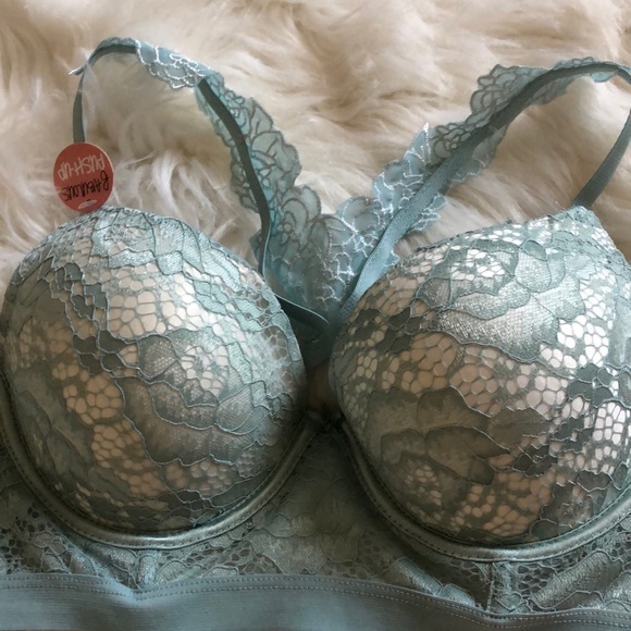 Flower lace push up bra crossed strap - Picture 2 of 8